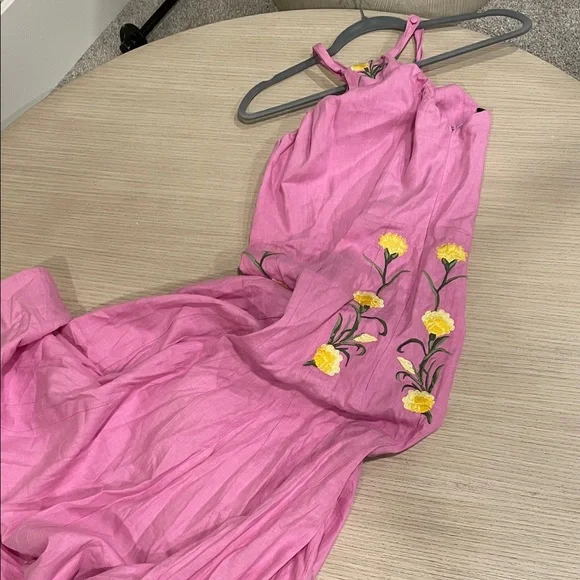 Fanm Mon, Pink Floral Embroidered Maxi Dress, Size S - Picture 9 of 9